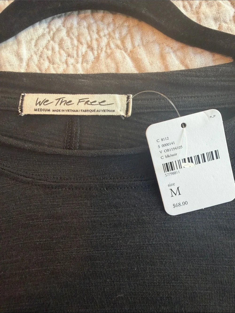 NWT Free People Black Ruched Sleeve Women's Top - Classic Long Sleeve